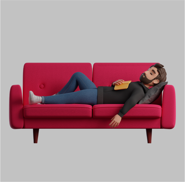 caricatura descansando en sillon